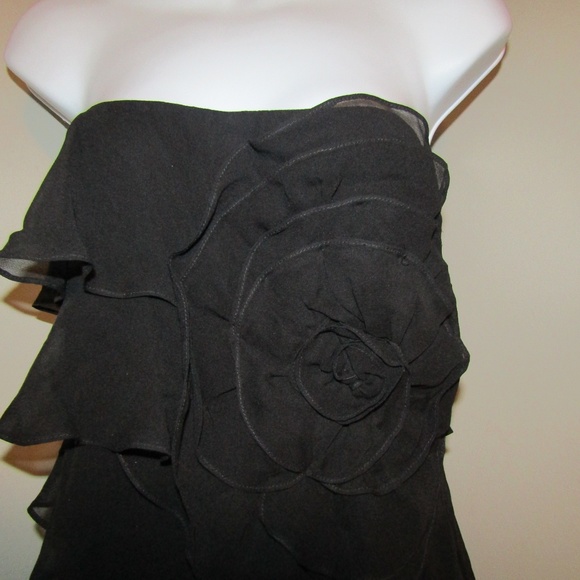 Express Black Dress Flower Design Size 6 - Picture 6 of 8
